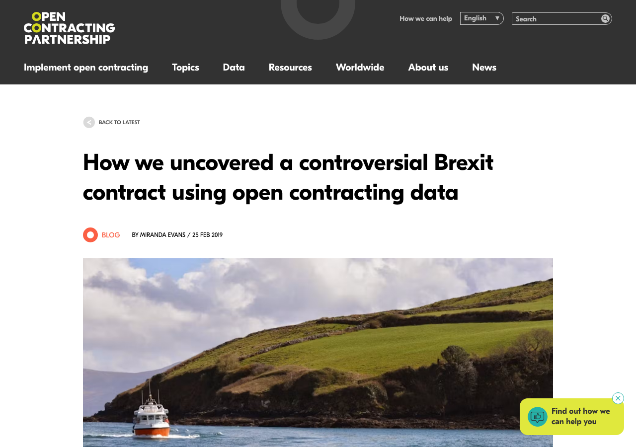 Open Contracting Partnership article screenshot about a controversial Brexit contract