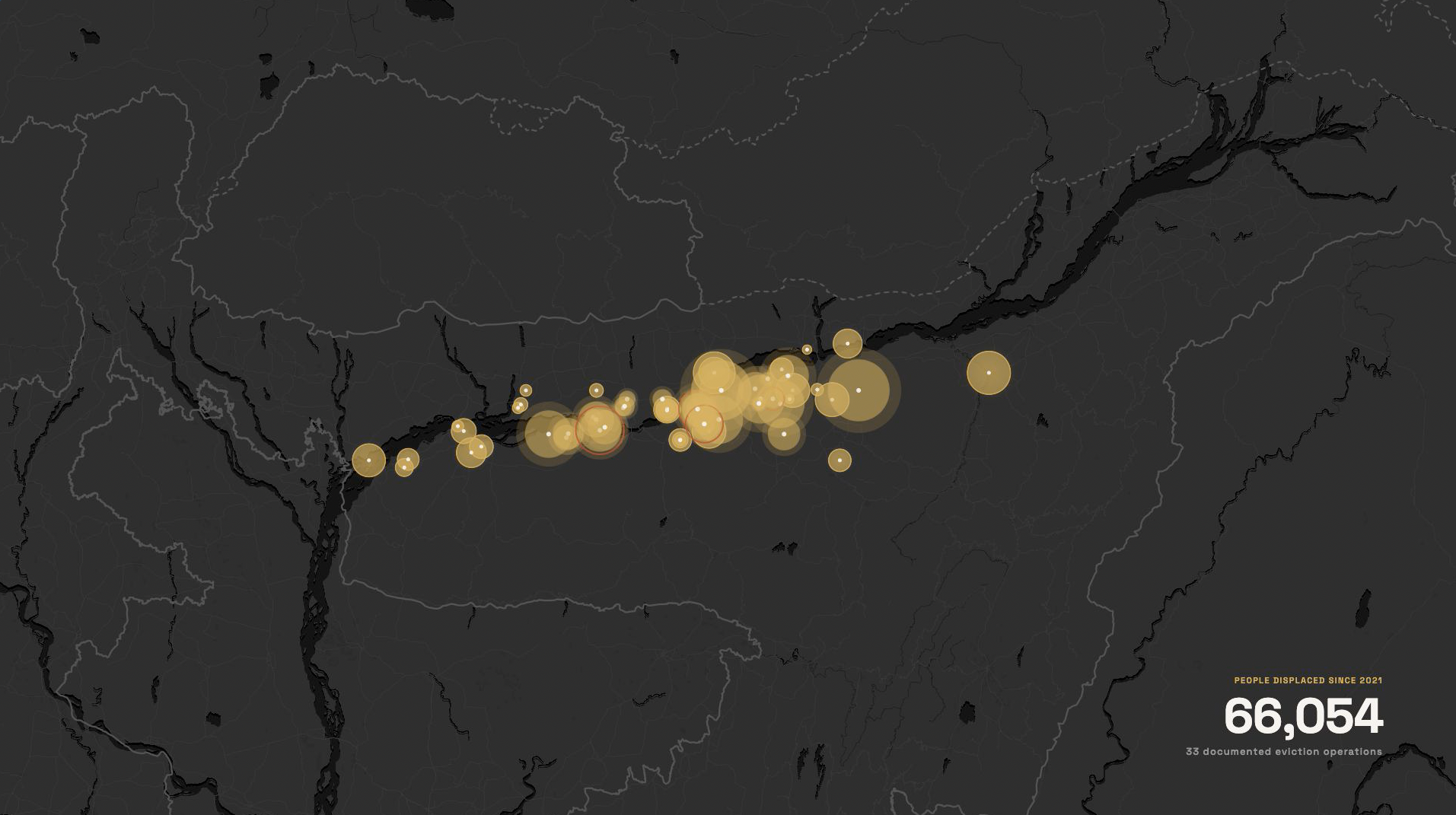 Cleared investigation map showing 66,054 displaced people